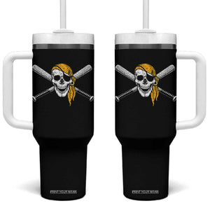Baseball Pirate Skull Tumbler With Handle Retro Vintage Cross Baseball Bats TS10 One Size: 40 oz Black Print Your Wear