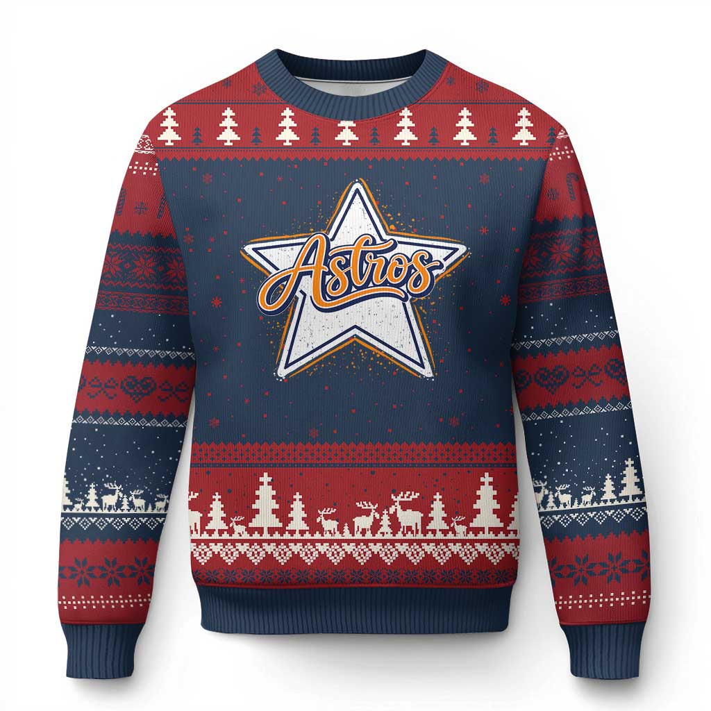 Vintage Astro Script Name Sports Style Ugly Christmas Sweater Retro Baseball Fans TS10 Navy Red Print Your Wear