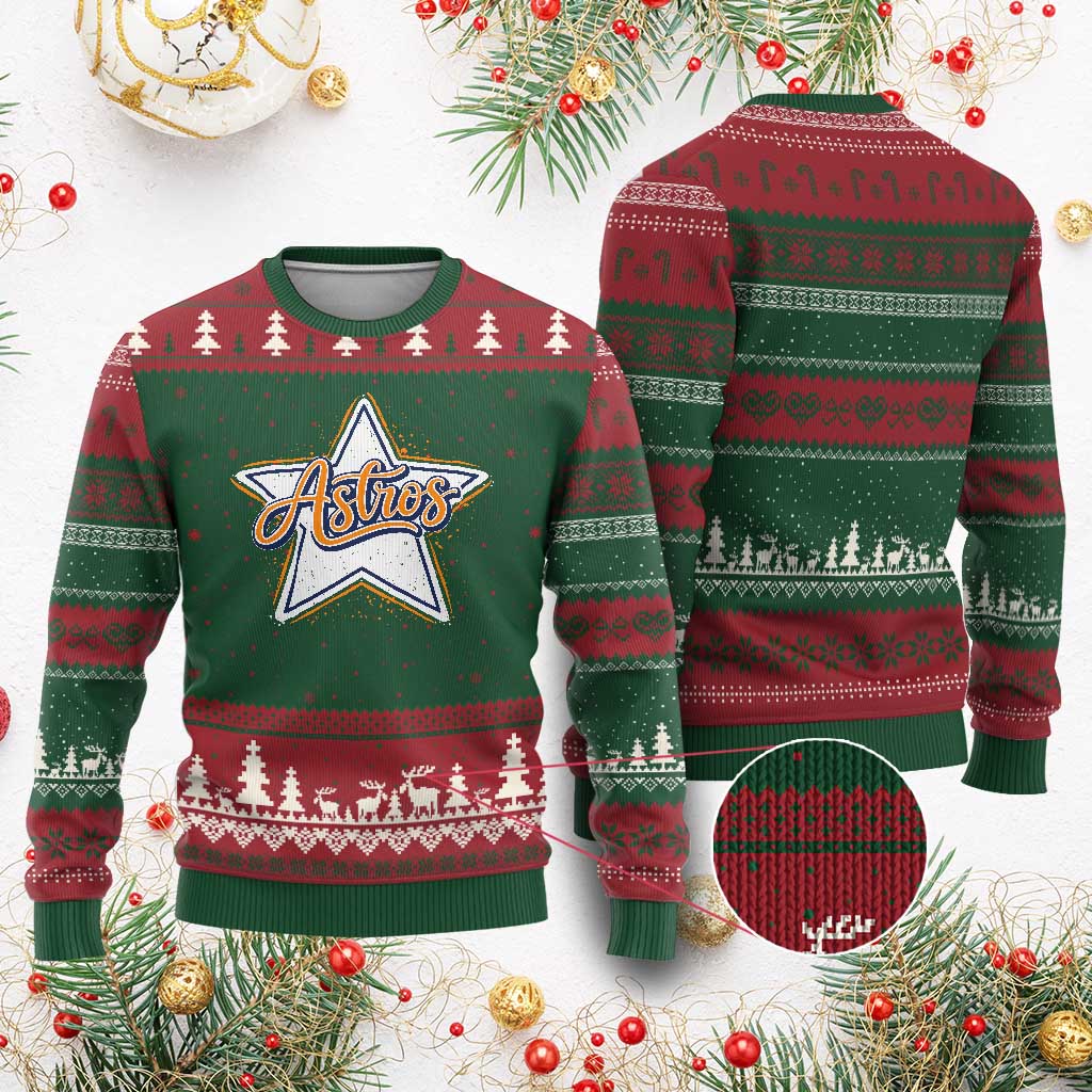 Vintage Astro Script Name Sports Style Ugly Christmas Sweater Retro Baseball Fans TS10 Red Green Print Your Wear