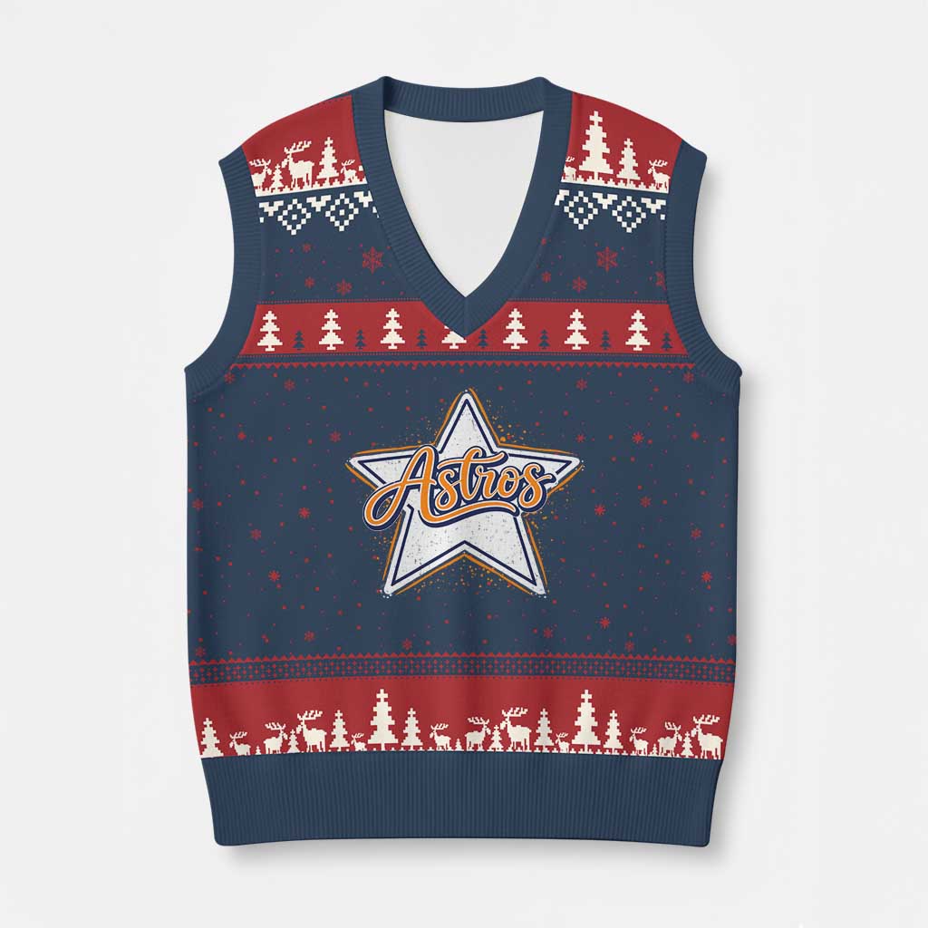 Vintage Astro Script Name Sports Style V-Neck Knit Sweater Vest Retro Baseball Fans TS10 Navy Red Print Your Wear