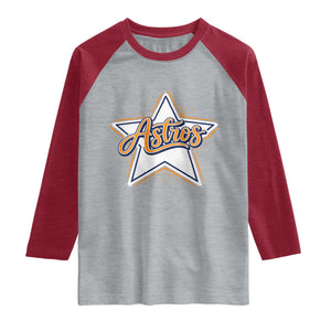 Vintage Astro Script Name Sports Style Raglan Shirt Retro Baseball Fans TS10 Heather Gray Heather Red Print Your Wear