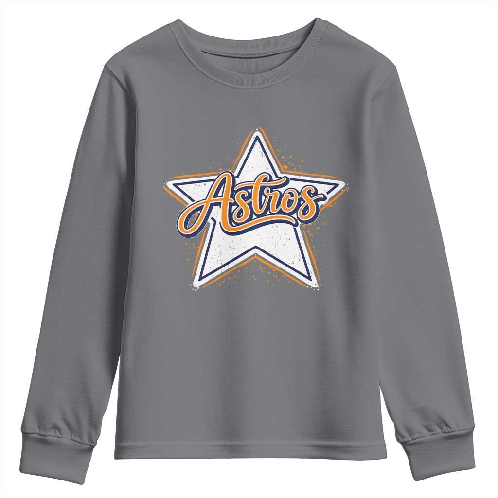 Vintage Astro Script Name Sports Style Youth Sweatshirt Retro Baseball Fans TS10 Charcoal Print Your Wear