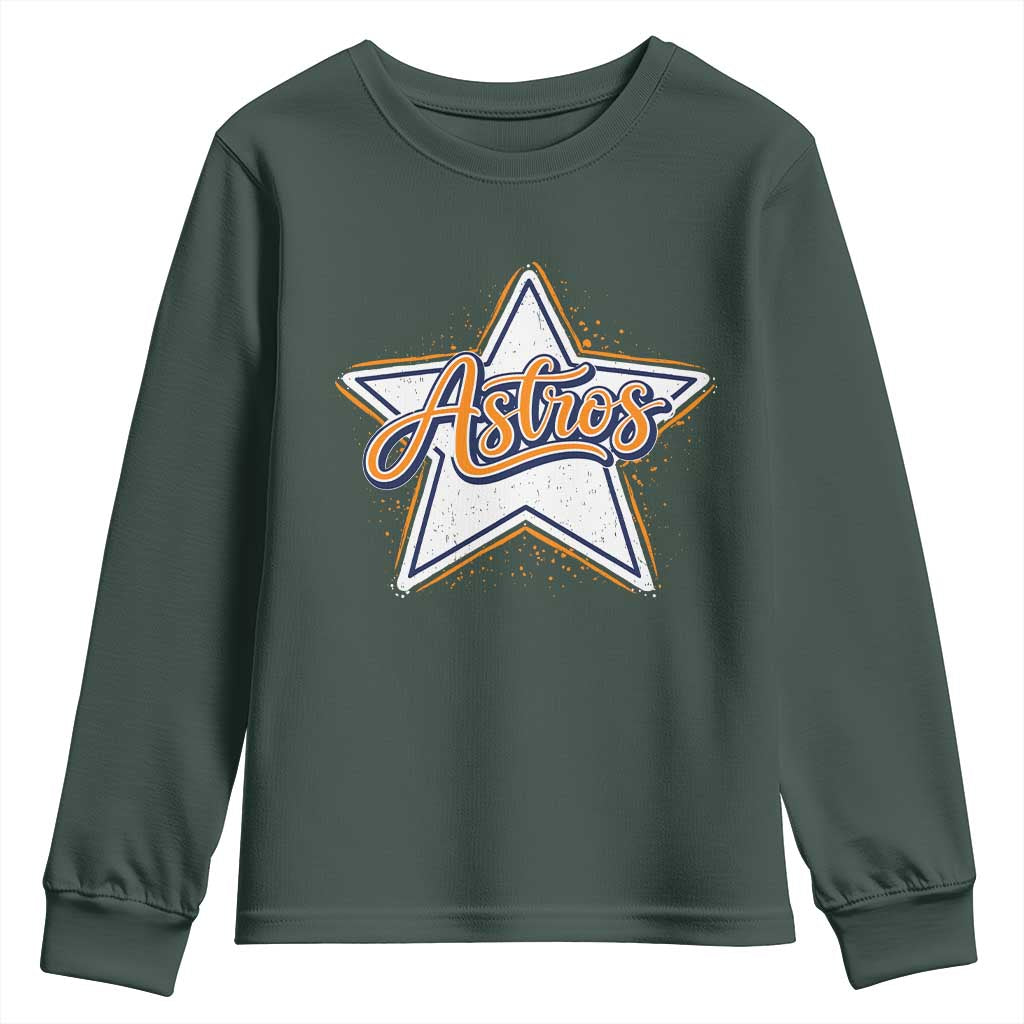 Vintage Astro Script Name Sports Style Youth Sweatshirt Retro Baseball Fans TS10 Dark Forest Green Print Your Wear