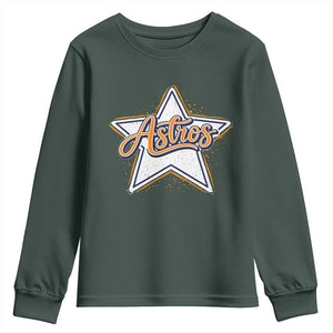 Vintage Astro Script Name Sports Style Youth Sweatshirt Retro Baseball Fans TS10 Dark Forest Green Print Your Wear