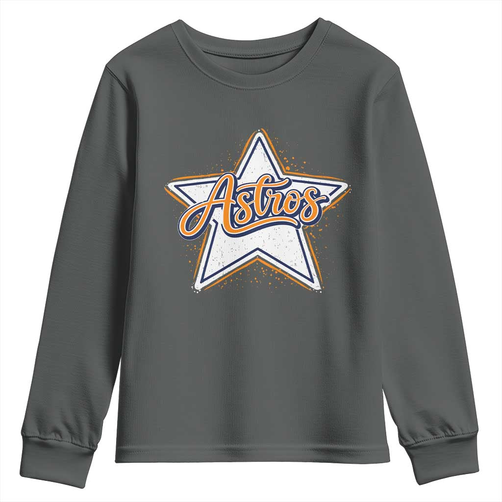 Vintage Astro Script Name Sports Style Youth Sweatshirt Retro Baseball Fans TS10 Dark Heather Print Your Wear