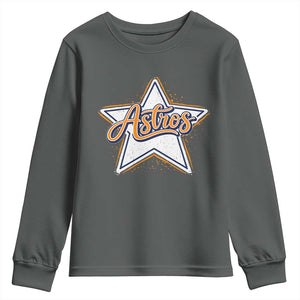 Vintage Astro Script Name Sports Style Youth Sweatshirt Retro Baseball Fans TS10 Dark Heather Print Your Wear