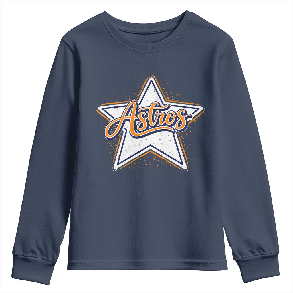 Vintage Astro Script Name Sports Style Youth Sweatshirt Retro Baseball Fans TS10 Navy Print Your Wear