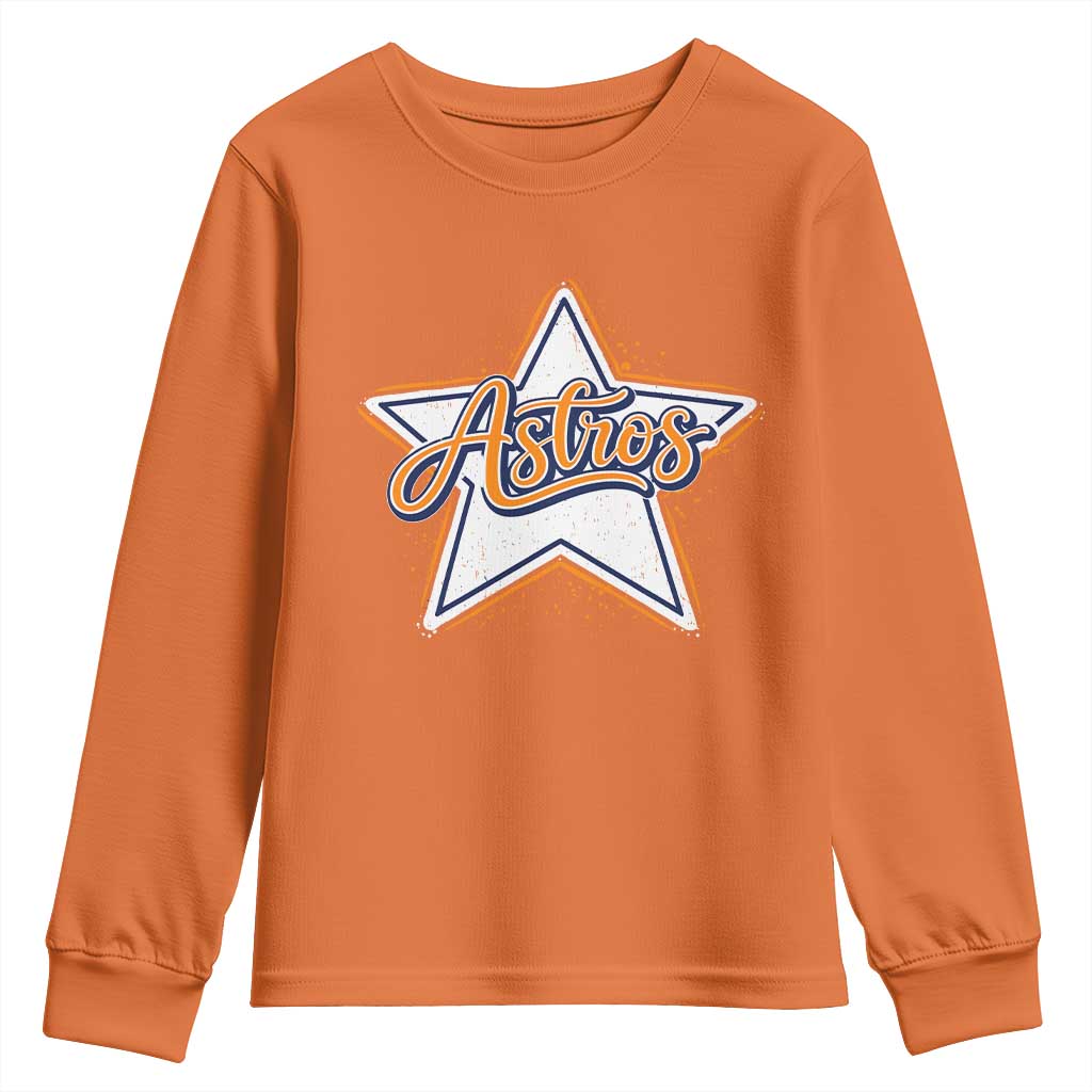 Vintage Astro Script Name Sports Style Youth Sweatshirt Retro Baseball Fans TS10 Orange Print Your Wear