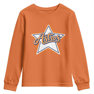 Vintage Astro Script Name Sports Style Youth Sweatshirt Retro Baseball Fans TS10 Orange Print Your Wear