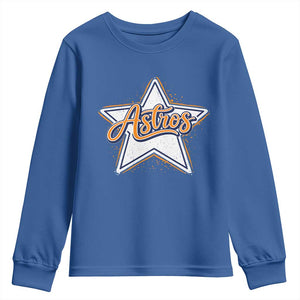 Vintage Astro Script Name Sports Style Youth Sweatshirt Retro Baseball Fans TS10 Royal Blue Print Your Wear
