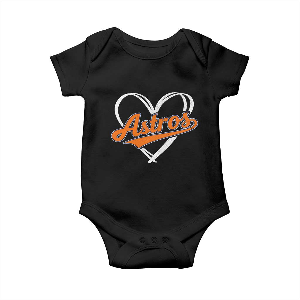 Vintage Astro Name Sports Style Baby Onesie Varsity Script Vintage Baseball Heart Graphic TS10 Black Print Your Wear