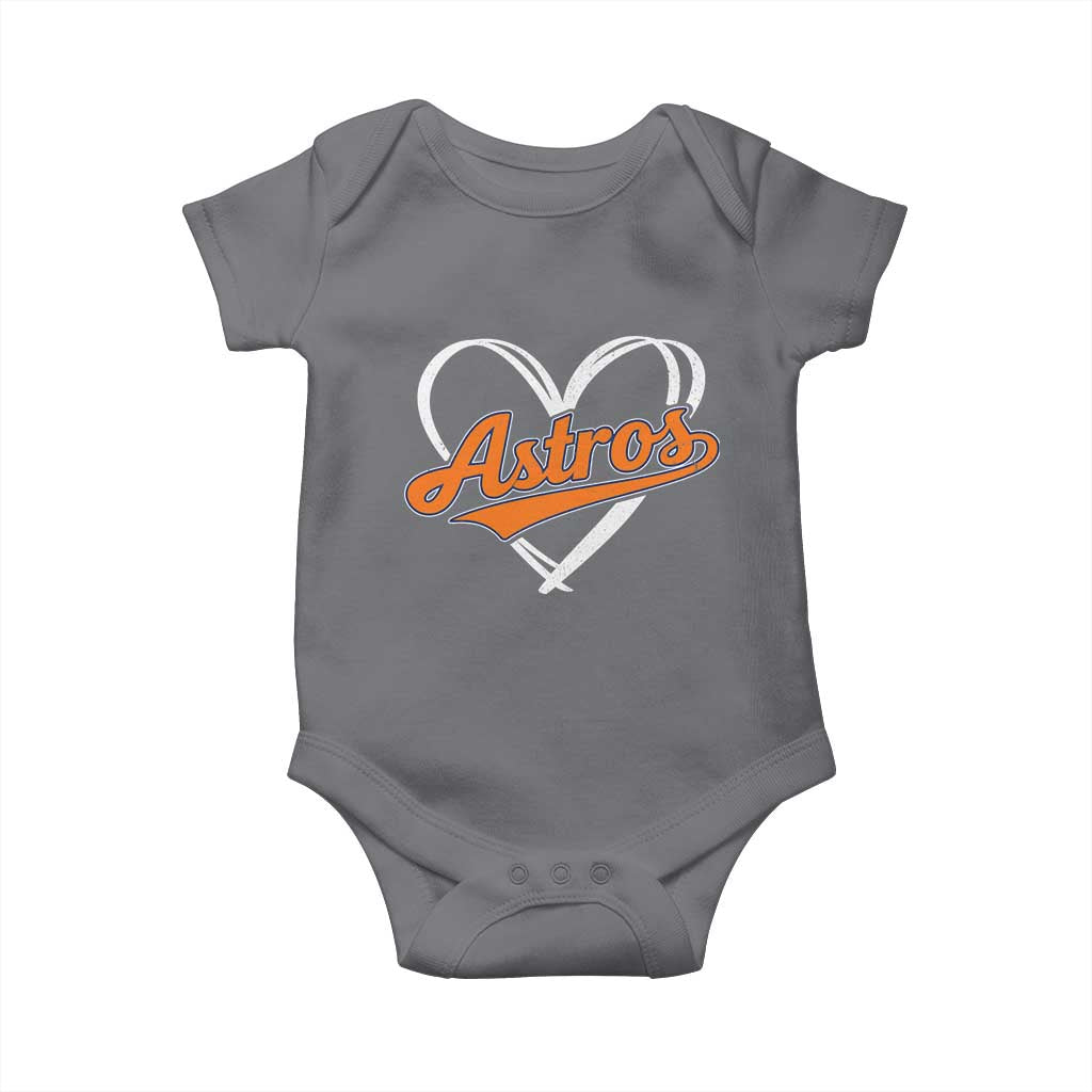 Vintage Astro Name Sports Style Baby Onesie Varsity Script Vintage Baseball Heart Graphic TS10 Charcoal Print Your Wear