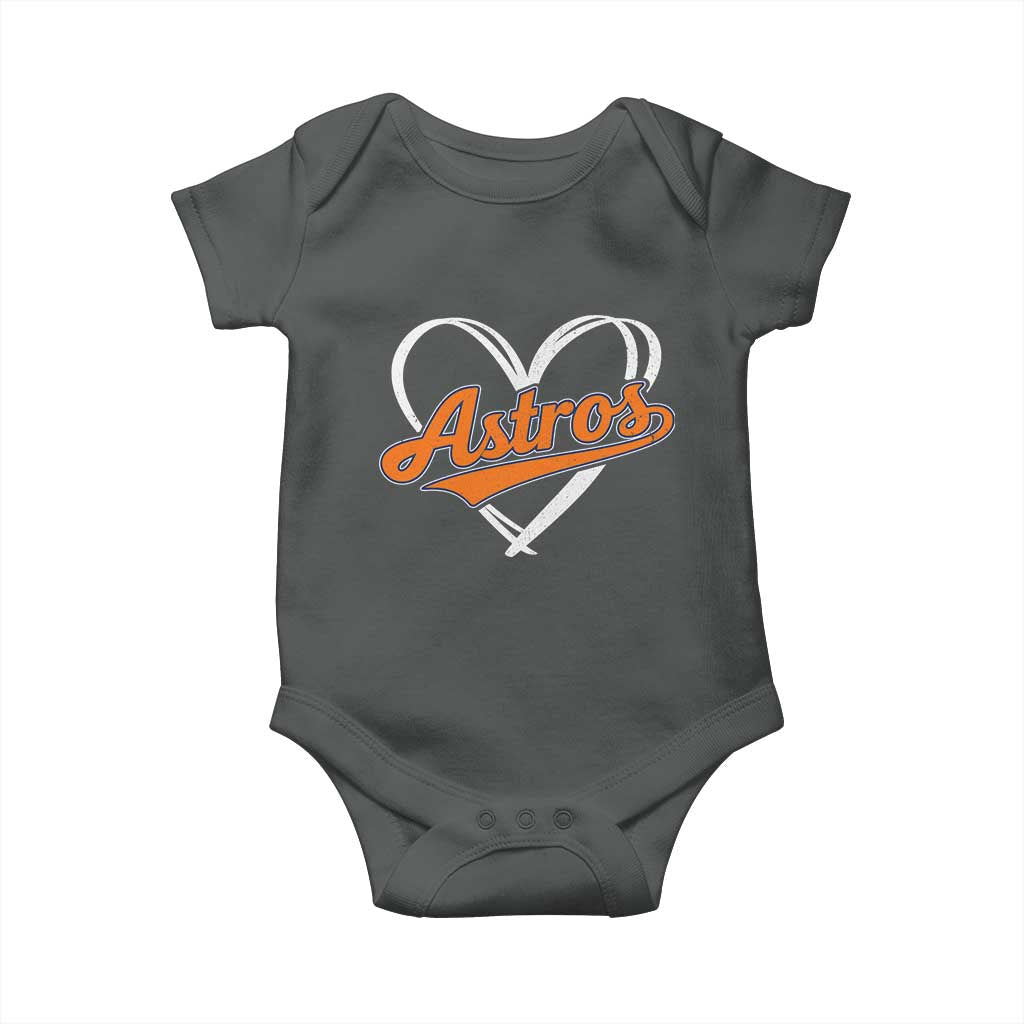 Vintage Astro Name Sports Style Baby Onesie Varsity Script Vintage Baseball Heart Graphic TS10 Dark Heather Print Your Wear