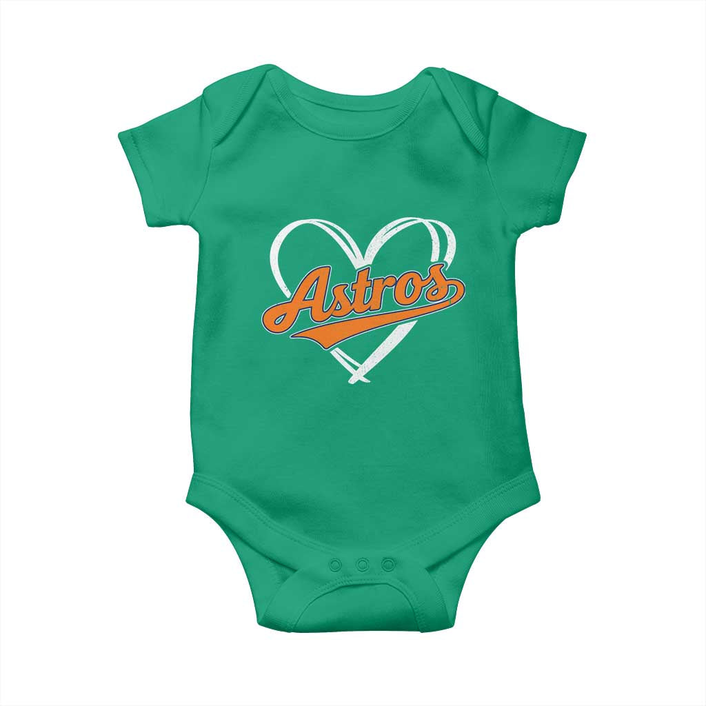 Vintage Astro Name Sports Style Baby Onesie Varsity Script Vintage Baseball Heart Graphic TS10 Irish Green Print Your Wear