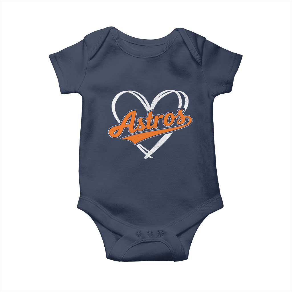 Vintage Astro Name Sports Style Baby Onesie Varsity Script Vintage Baseball Heart Graphic TS10 Navy Print Your Wear