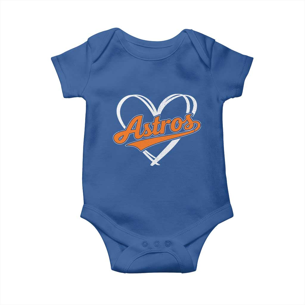 Vintage Astro Name Sports Style Baby Onesie Varsity Script Vintage Baseball Heart Graphic TS10 Royal Blue Print Your Wear