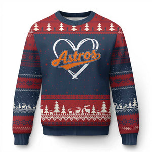 Vintage Astro Name Sports Style Ugly Christmas Sweater Varsity Script Vintage Baseball Heart Graphic TS10 Navy Red Print Your Wear