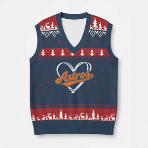 Vintage Astro Name Sports Style V-Neck Knit Sweater Vest Varsity Script Vintage Baseball Heart Graphic TS10 Navy Red Print Your Wear