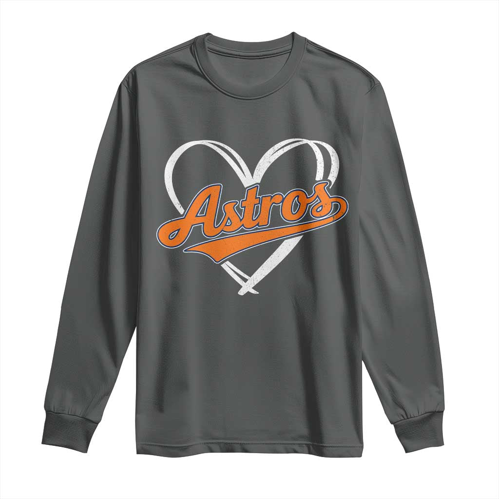 Vintage Astro Name Sports Style Long Sleeve Shirt Varsity Script Vintage Baseball Heart Graphic TS10 Dark Heather Print Your Wear