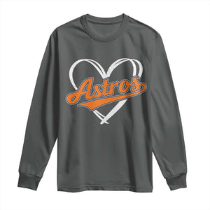 Vintage Astro Name Sports Style Long Sleeve Shirt Varsity Script Vintage Baseball Heart Graphic TS10 Dark Heather Print Your Wear
