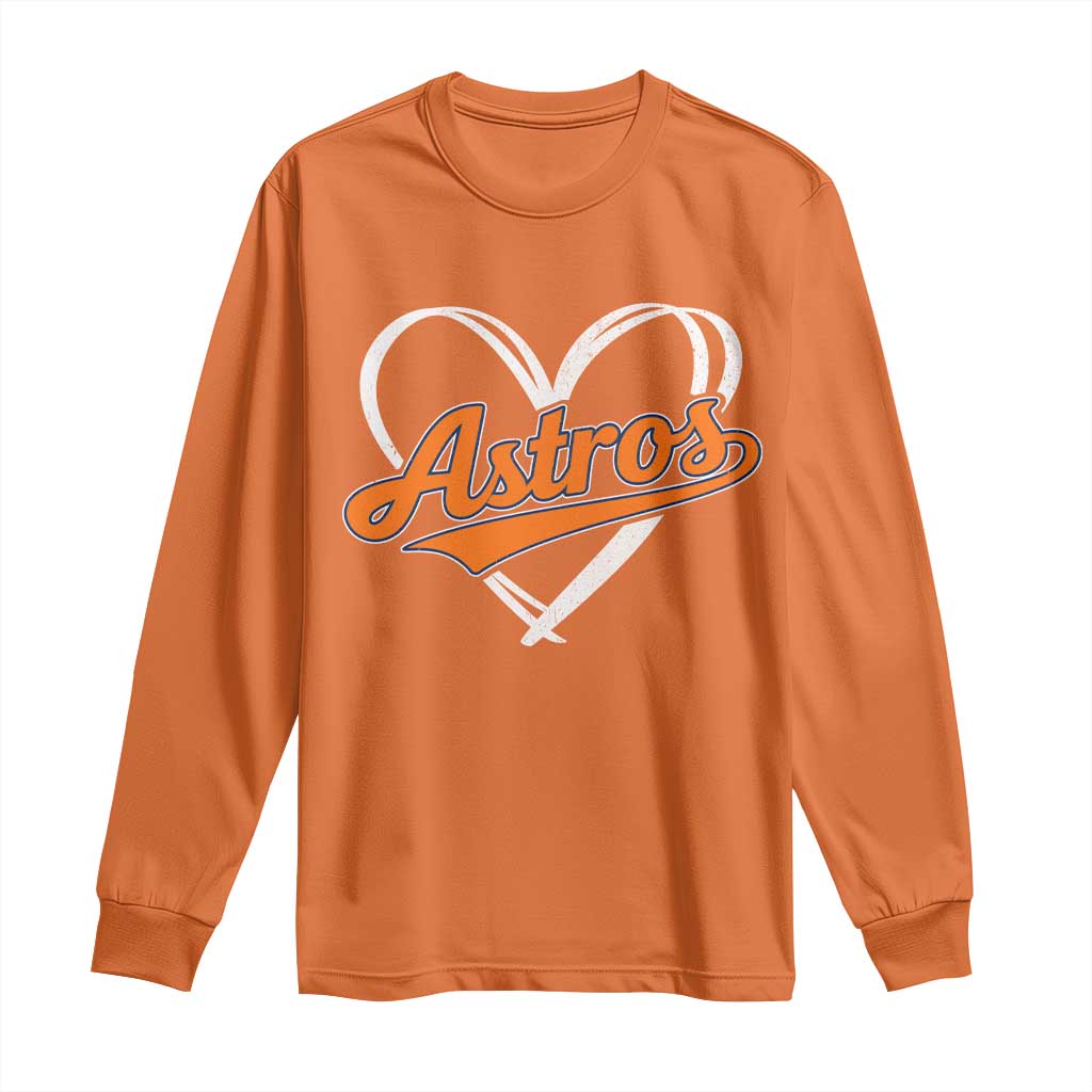 Vintage Astro Name Sports Style Long Sleeve Shirt Varsity Script Vintage Baseball Heart Graphic TS10 Orange Print Your Wear