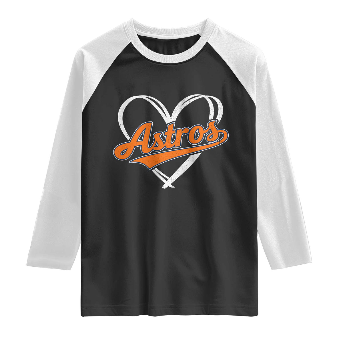 Vintage Astro Name Sports Style Raglan Shirt Varsity Script Vintage Baseball Heart Graphic TS10 Black White Print Your Wear