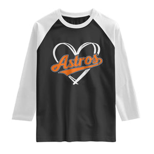 Vintage Astro Name Sports Style Raglan Shirt Varsity Script Vintage Baseball Heart Graphic TS10 Black White Print Your Wear