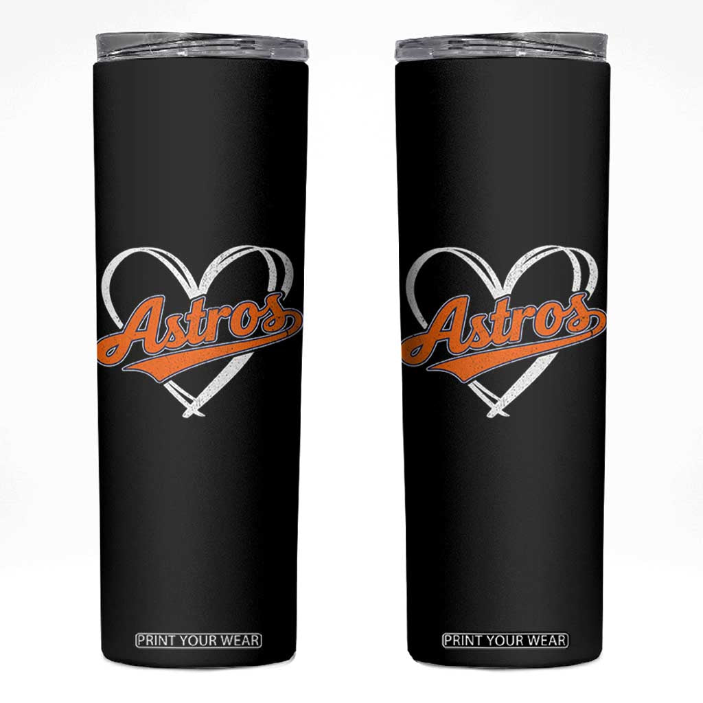 Vintage Astro Name Sports Style Skinny Tumbler Varsity Script Vintage Baseball Heart Graphic TS10 Black Print Your Wear