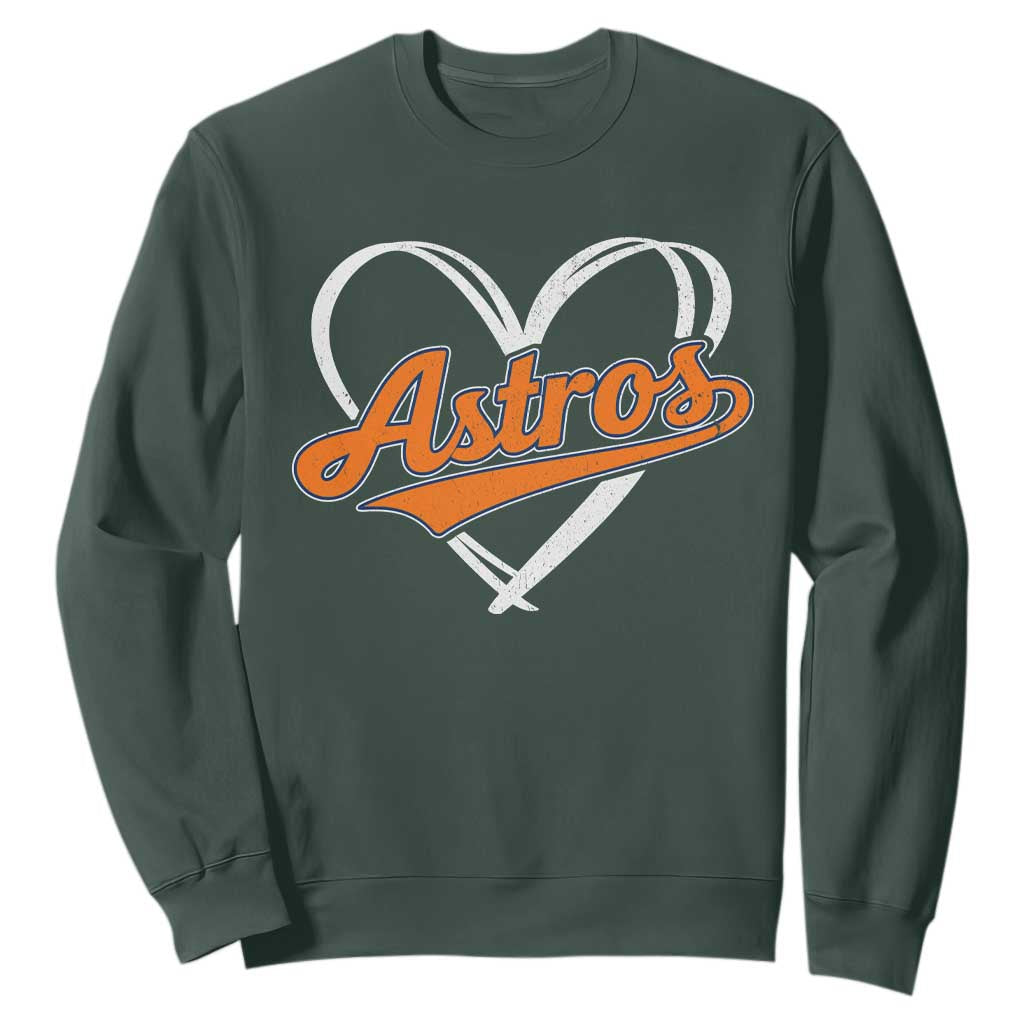 Vintage Astro Name Sports Style Sweatshirt Varsity Script Vintage Baseball Heart Graphic TS10 Dark Forest Green Print Your Wear
