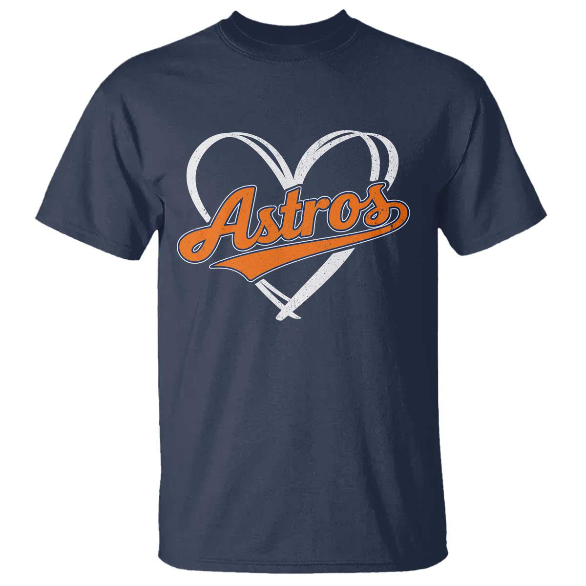 Vintage Astro Name Sports Style T Shirt Varsity Script Vintage Baseball Heart Graphic TS10 Navy Print Your Wear