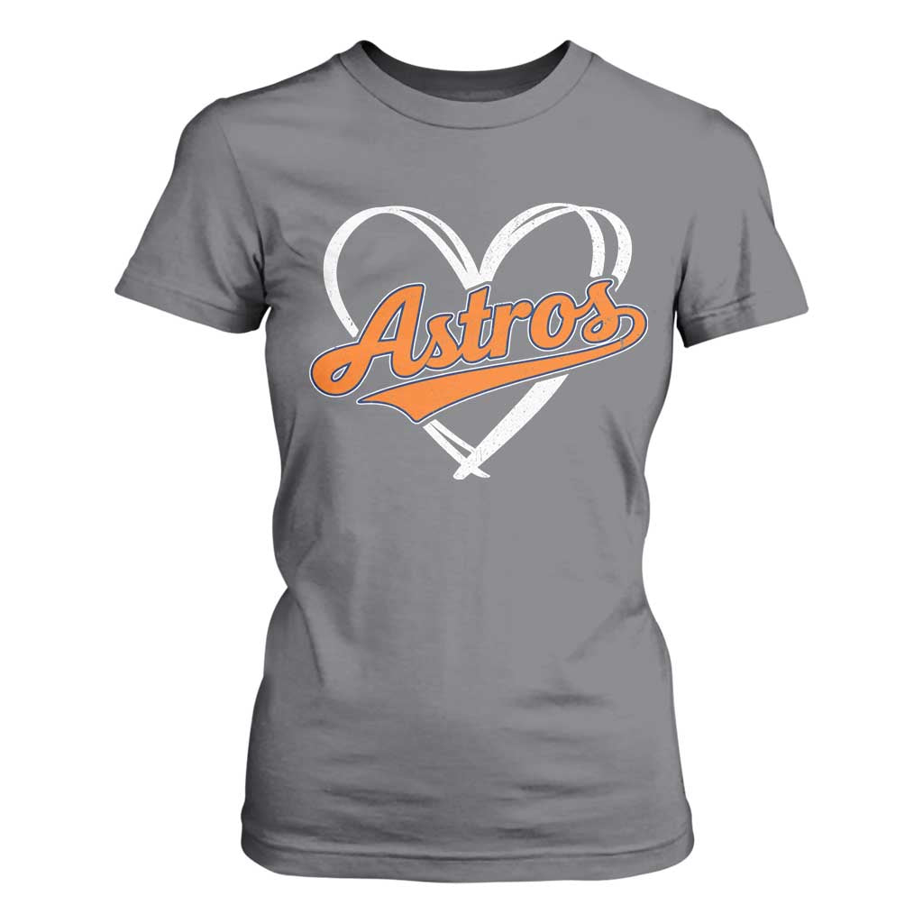 Vintage Astro Name Sports Style T Shirt For Women Varsity Script Vintage Baseball Heart Graphic TS10 Charcoal Print Your Wear