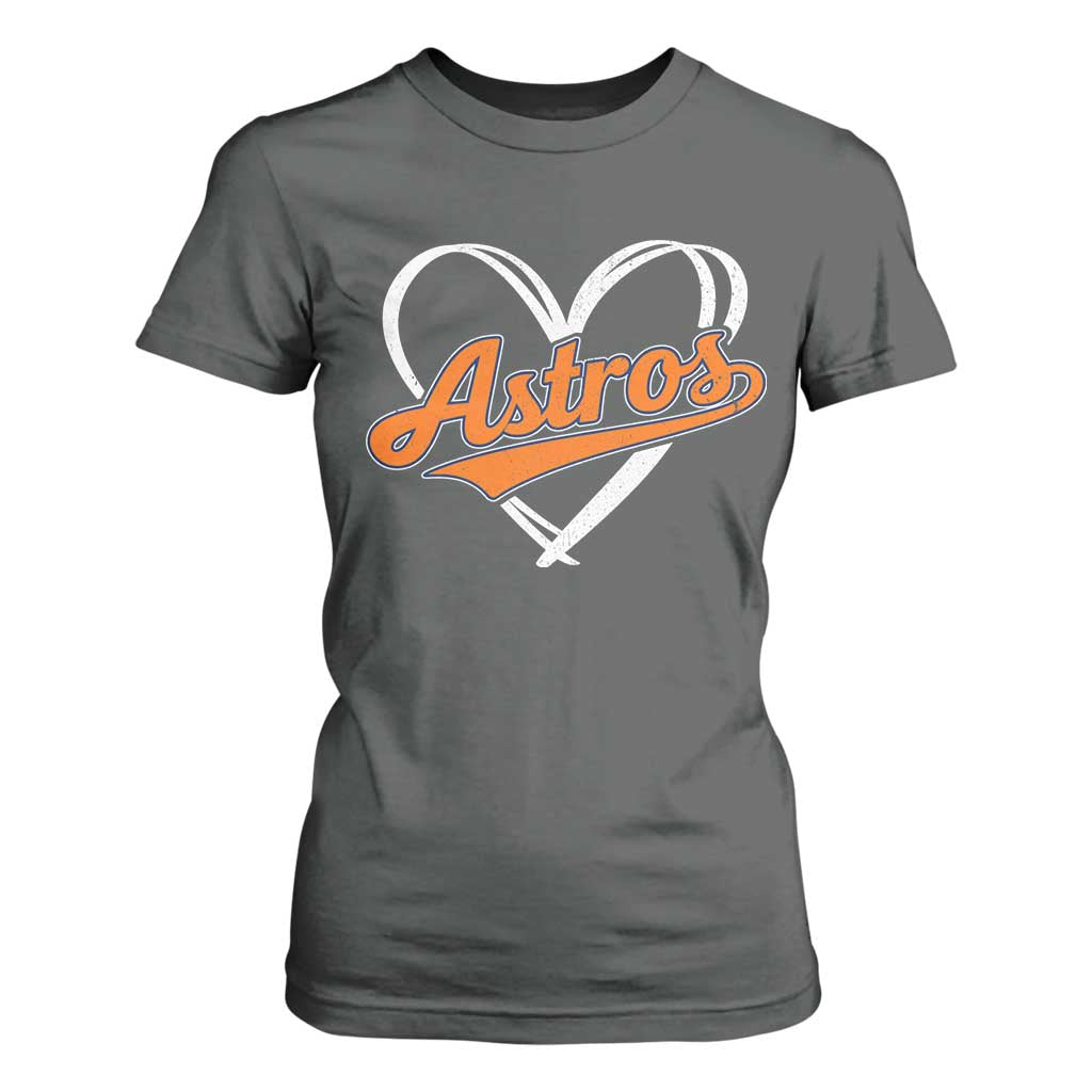 Vintage Astro Name Sports Style T Shirt For Women Varsity Script Vintage Baseball Heart Graphic TS10 Dark Heather Print Your Wear
