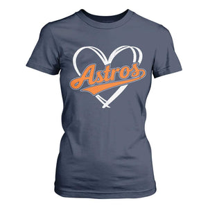 Vintage Astro Name Sports Style T Shirt For Women Varsity Script Vintage Baseball Heart Graphic TS10 Navy Print Your Wear