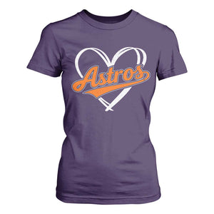 Vintage Astro Name Sports Style T Shirt For Women Varsity Script Vintage Baseball Heart Graphic TS10 Purple Print Your Wear