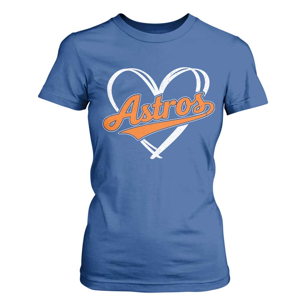 Vintage Astro Name Sports Style T Shirt For Women Varsity Script Vintage Baseball Heart Graphic TS10 Royal Blue Print Your Wear