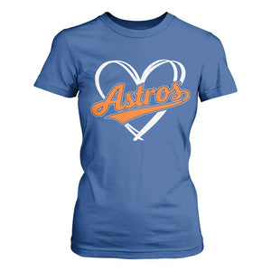 Vintage Astro Name Sports Style T Shirt For Women Varsity Script Vintage Baseball Heart Graphic TS10 Royal Blue Print Your Wear