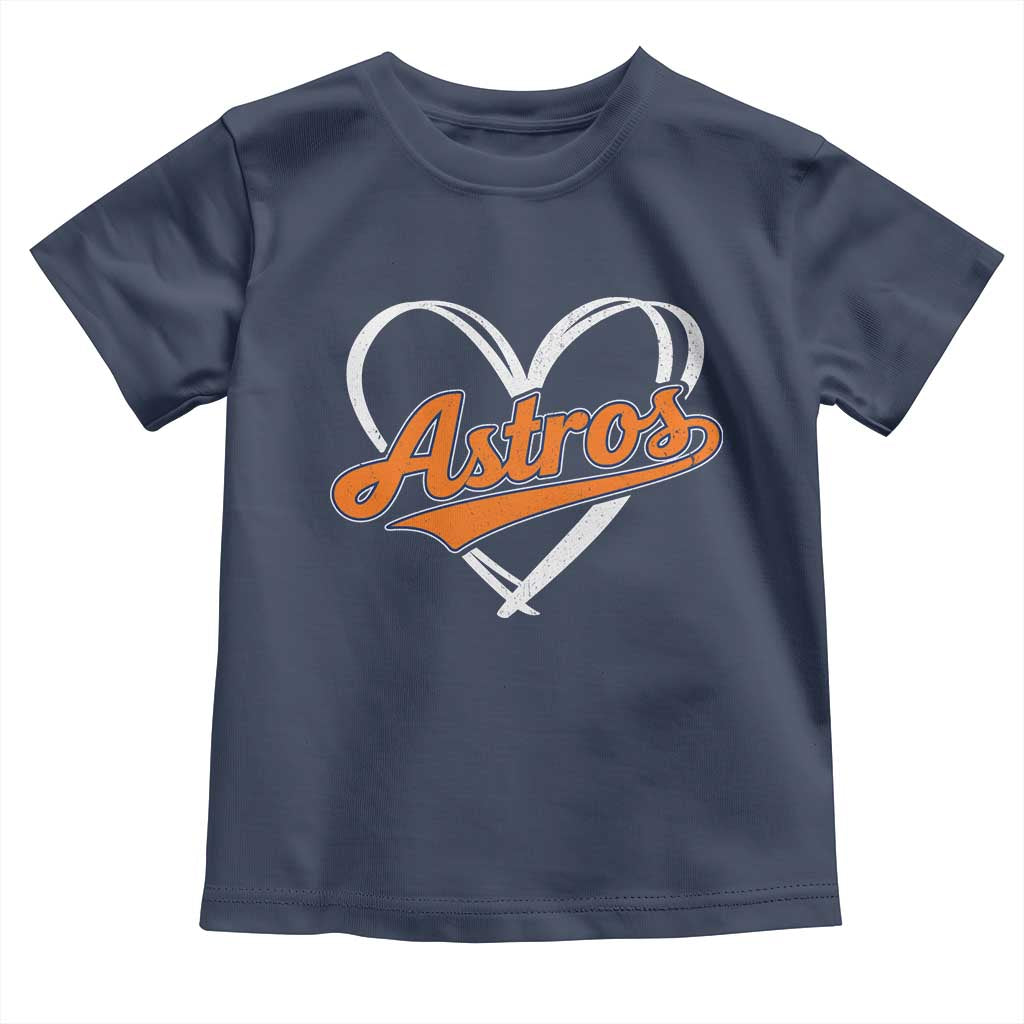 Vintage Astro Name Sports Style Toddler T Shirt Varsity Script Vintage Baseball Heart Graphic TS10 Navy Print Your Wear