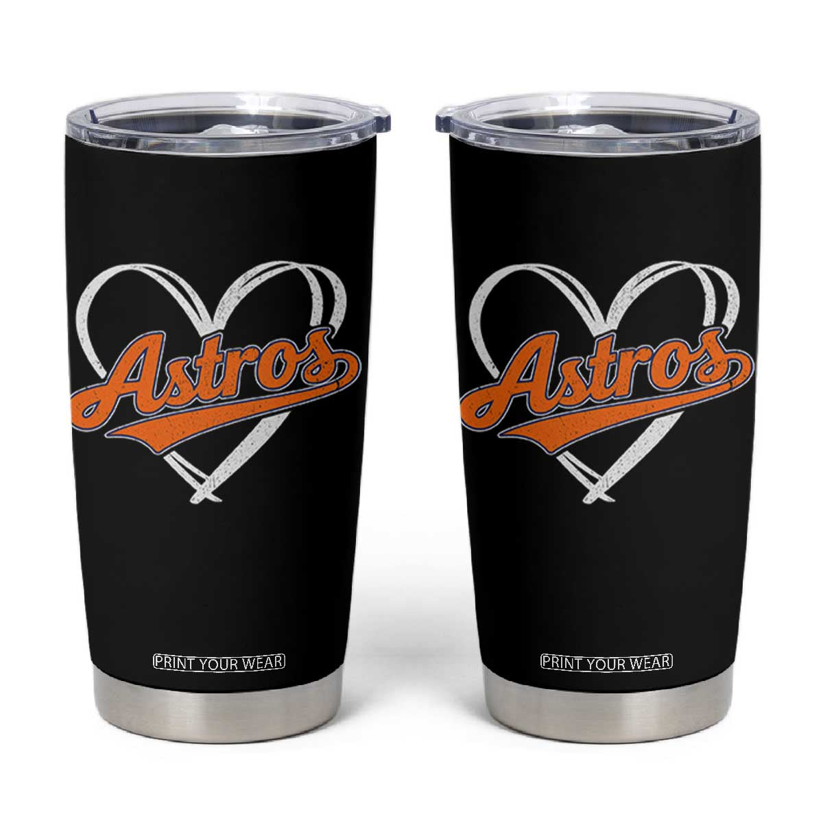 Vintage Astro Name Sports Style Tumbler Cup Varsity Script Vintage Baseball Heart Graphic TS10 Black Print Your Wear