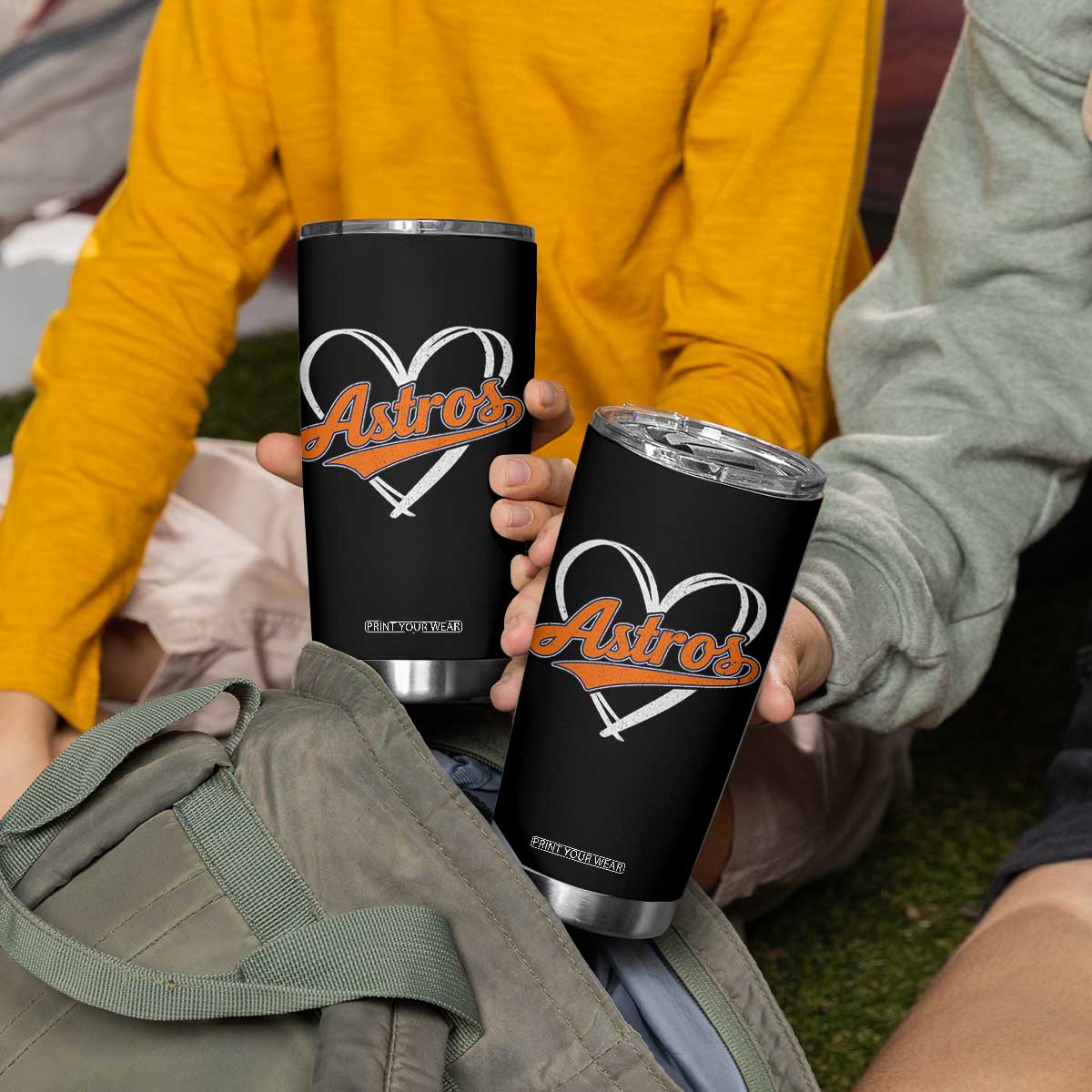 Vintage Astro Name Sports Style Tumbler Cup Varsity Script Vintage Baseball Heart Graphic TS10 Print Your Wear