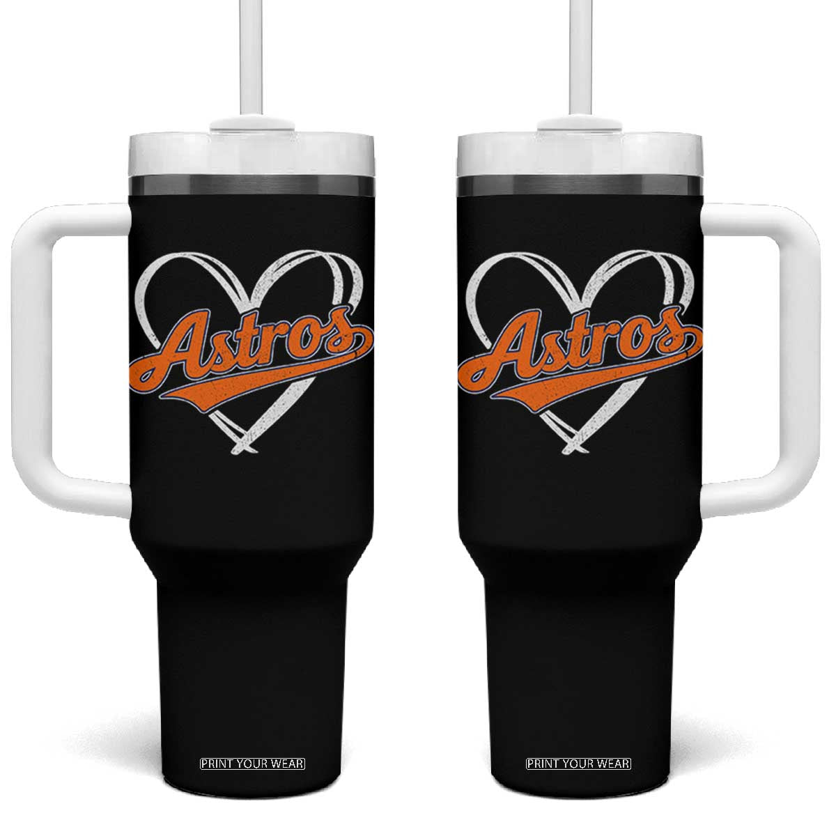 Vintage Astro Name Sports Style Tumbler With Handle Varsity Script Vintage Baseball Heart Graphic TS10 One Size: 40 oz Black Print Your Wear