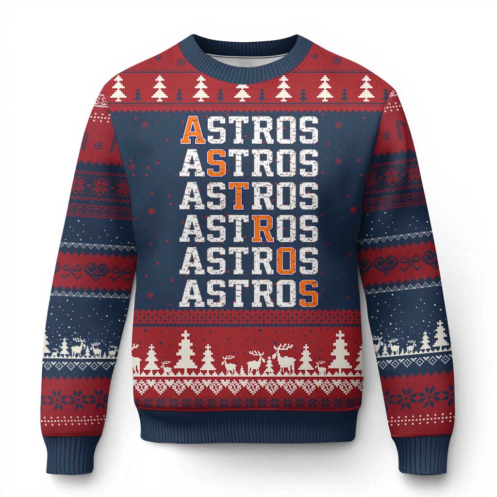 Vintage Astro Last Name Ugly Christmas Sweater Retro Baseball Fans Sports Style TS10 Navy Red Print Your Wear