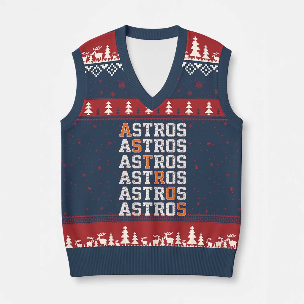 Vintage Astro Last Name V-Neck Knit Sweater Vest Retro Baseball Fans Sports Style TS10 Navy Red Print Your Wear