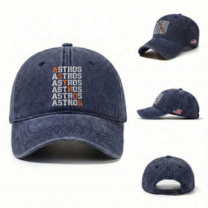 Vintage Astro Last Name Washed Cotton Baseball Cap Retro Baseball Fans Sports Style TS10 Washed Cap Universal Fit Navy Print Your Wear