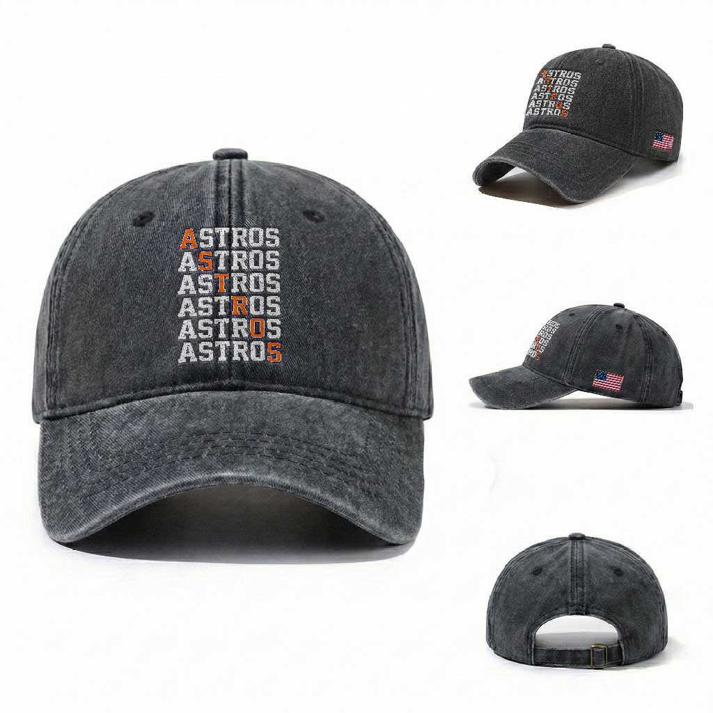 Vintage Astro Last Name Washed Cotton Baseball Cap Retro Baseball Fans Sports Style TS10 Washed Cap Universal Fit Dark Gray Print Your Wear