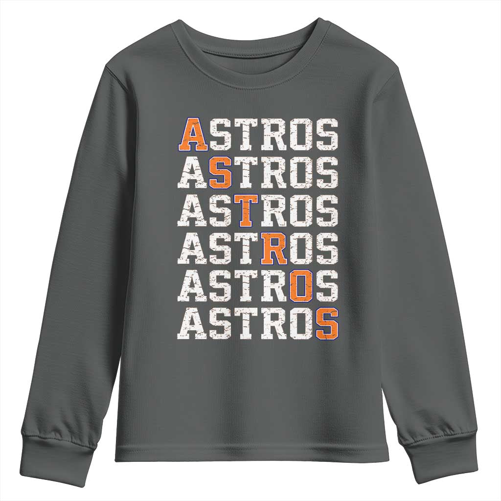 Vintage Astro Last Name Youth Sweatshirt Retro Baseball Fans Sports Style TS10 Dark Heather Print Your Wear