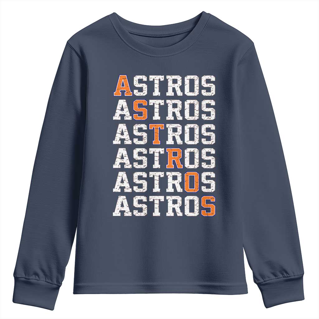 Vintage Astro Last Name Youth Sweatshirt Retro Baseball Fans Sports Style TS10 Navy Print Your Wear