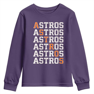 Vintage Astro Last Name Youth Sweatshirt Retro Baseball Fans Sports Style TS10 Purple Print Your Wear