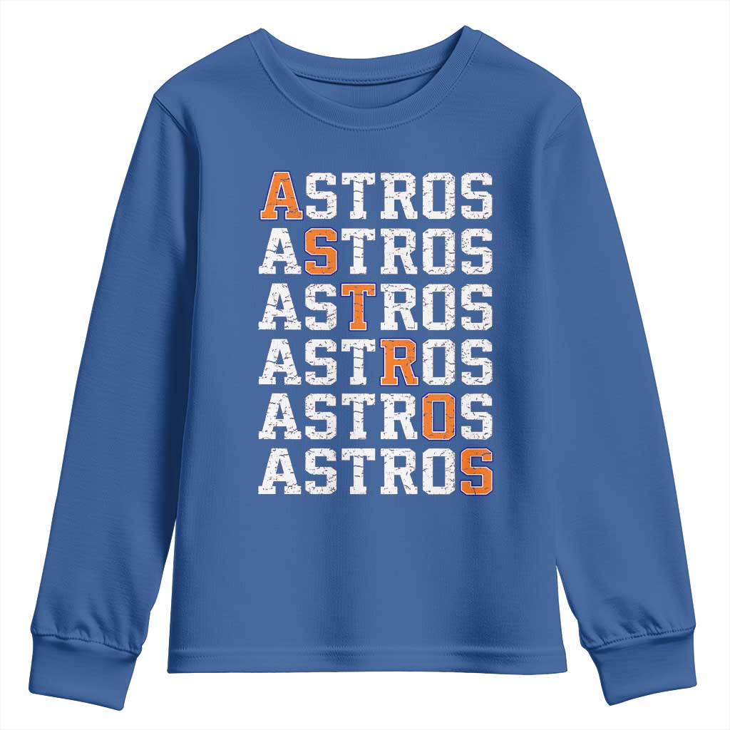 Vintage Astro Last Name Youth Sweatshirt Retro Baseball Fans Sports Style TS10 Royal Blue Print Your Wear