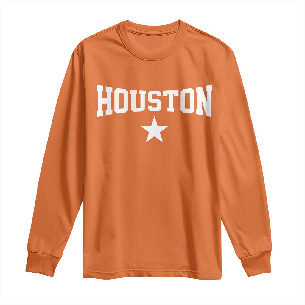 Vintage Houston Long Sleeve Shirt Retro Texas Throwback Athletic Sports Style 80s 90s TS10 Orange Print Your Wear