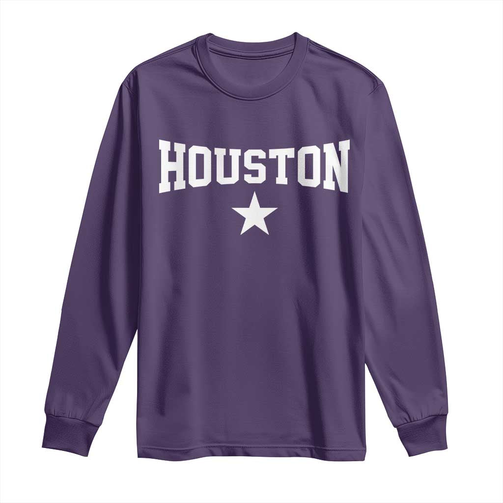 Vintage Houston Long Sleeve Shirt Retro Texas Throwback Athletic Sports Style 80s 90s TS10 Purple Print Your Wear